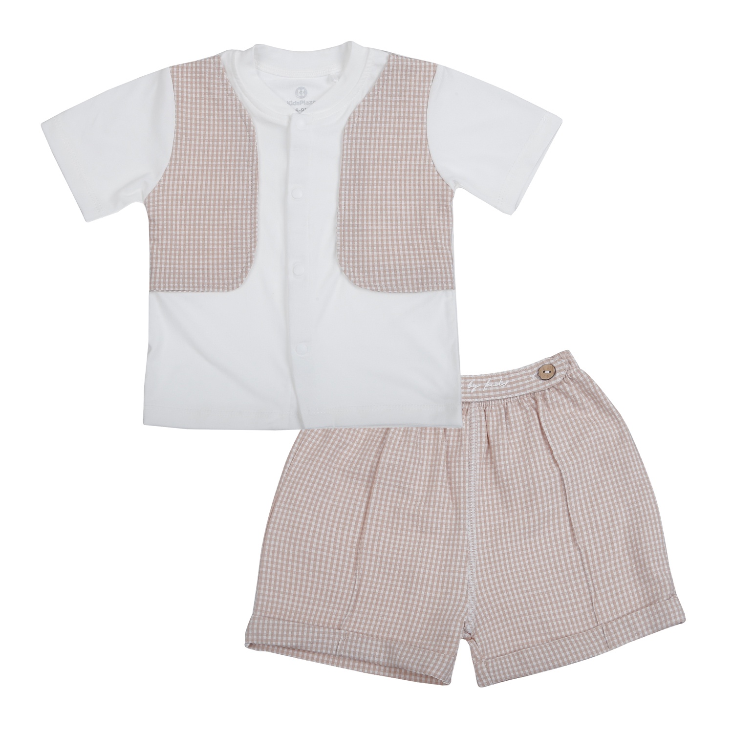 Bộ quần áo cộc tay bé trai KidsPlaza Gentle ND26H (Trắng be)  hình 1
