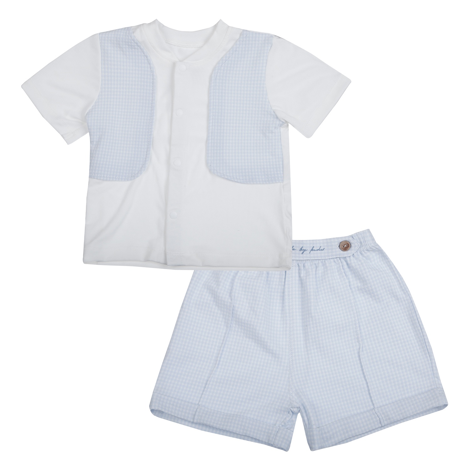 Bộ quần áo cộc tay bé trai KidsPlaza Gentle ND26H (Trắng Xanh) hình 1