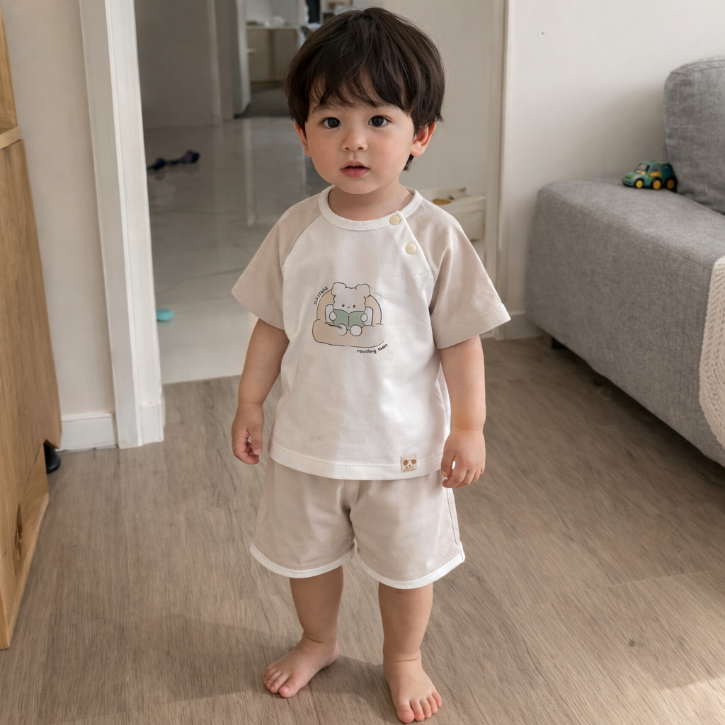 Bộ cộc bé trai KidsPlaza BBSTYLE ND26H (Trắng be) hình 2