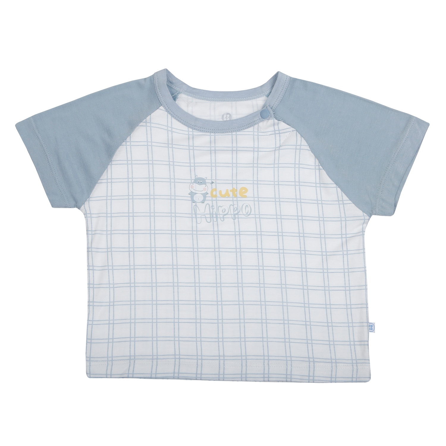 Bộ cộc cài vai KidsPlaza kẻ in hippo HN26H (Trắng xanh)  hình 2