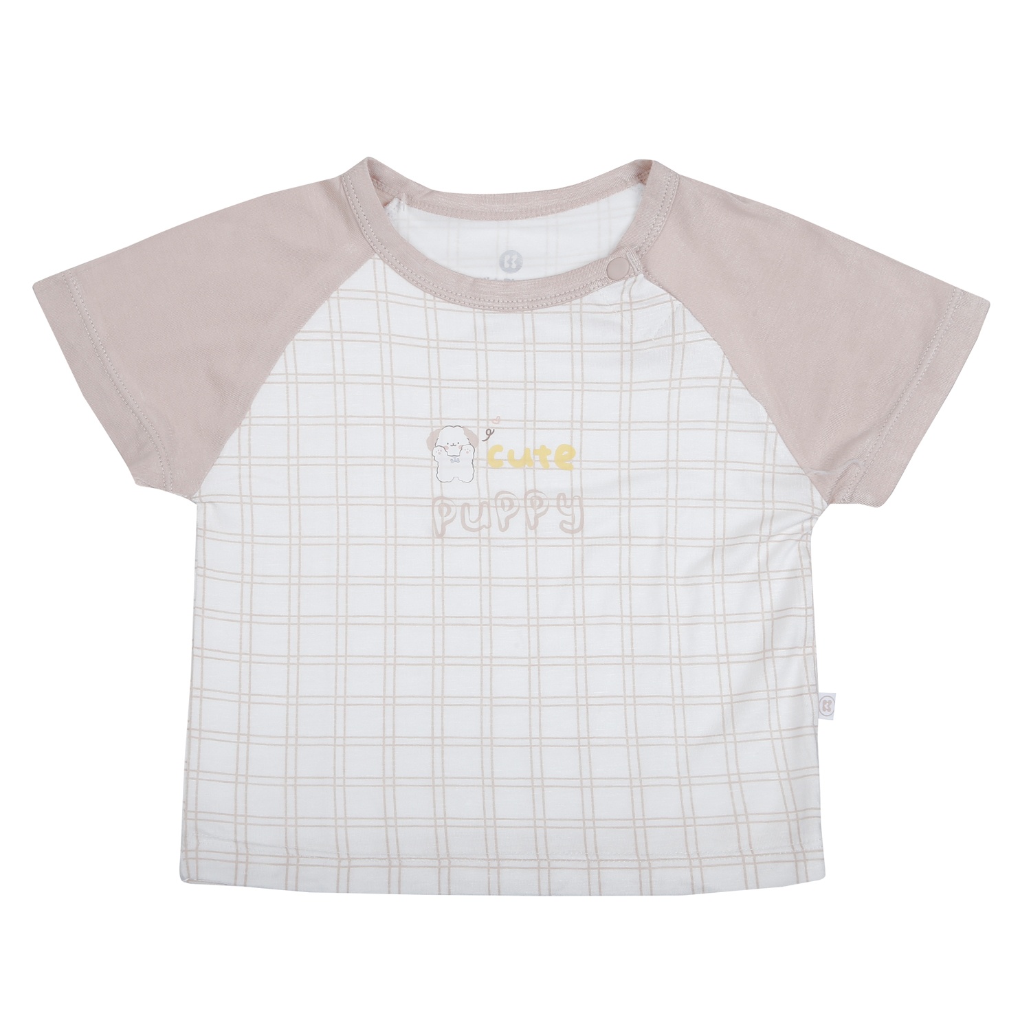 Bộ quần áo cộc tay cài vai KidsPlaza in puppy HN26H (Nâu trắng)  hình 2