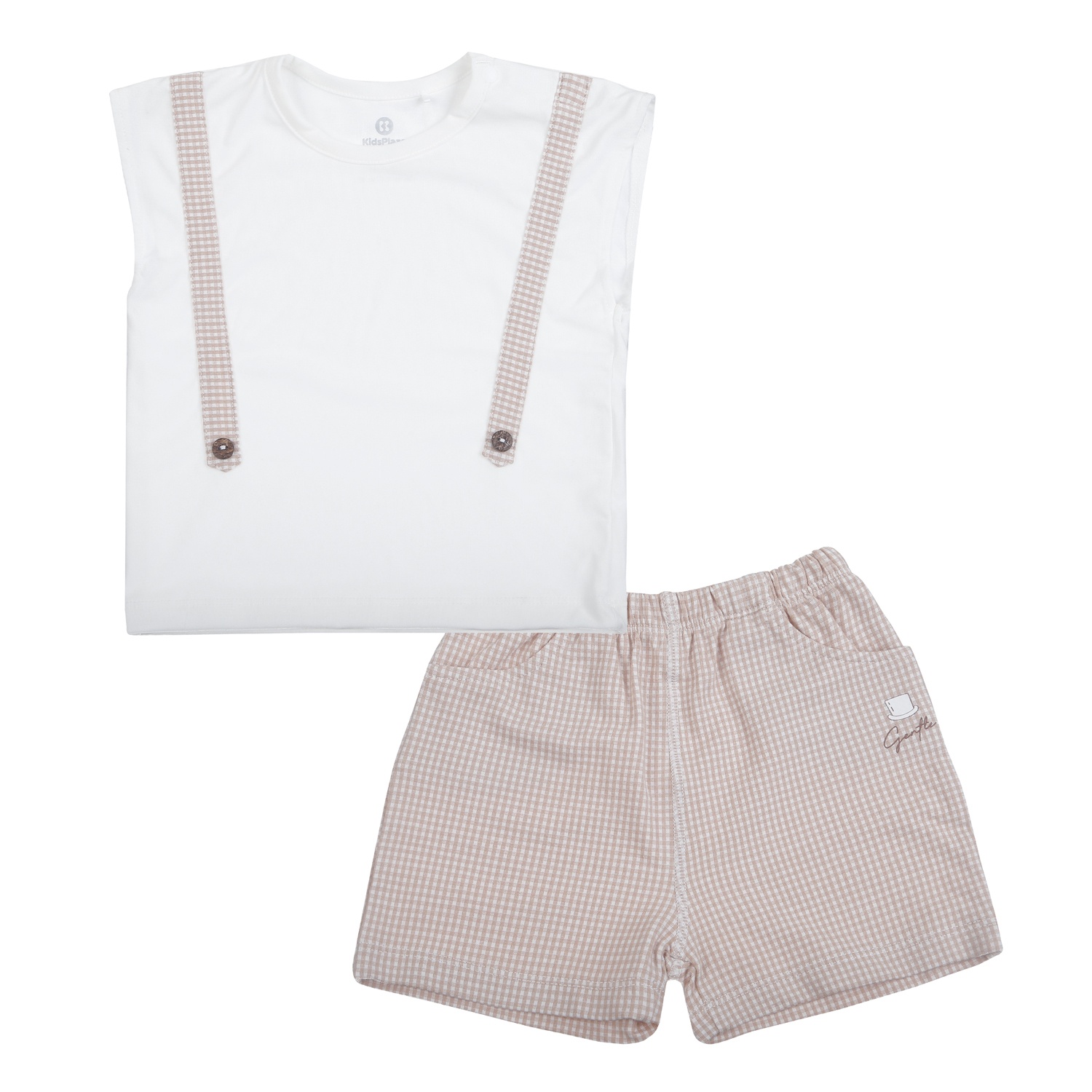 Bộ ba lỗ bé trai KidsPlaza Gentle ND26H (Trắng nâu)  hình 1