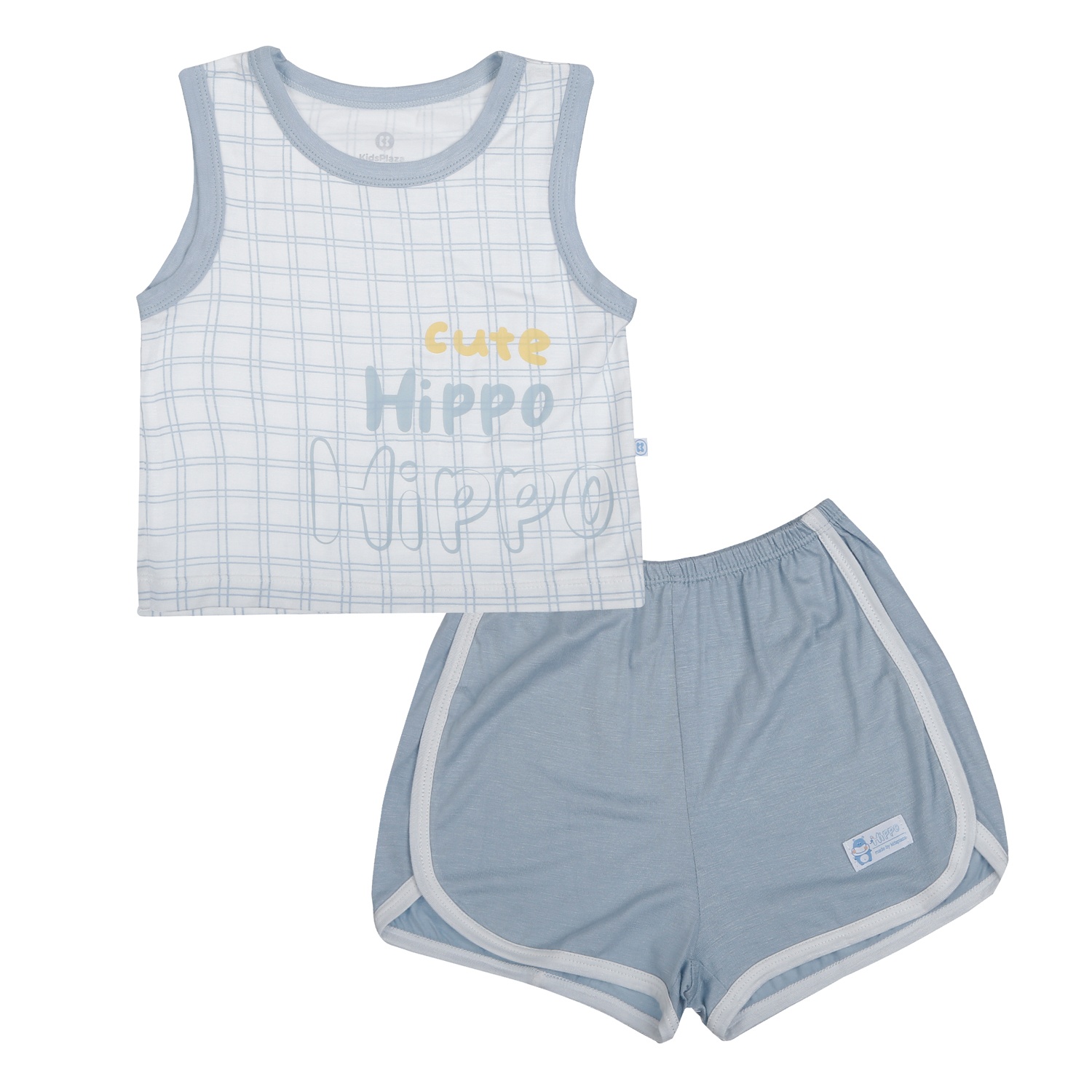 Bộ ba lỗ bé trai KidsPlaza kẻ in hippo HN26H (Trắng xanh) hình 1