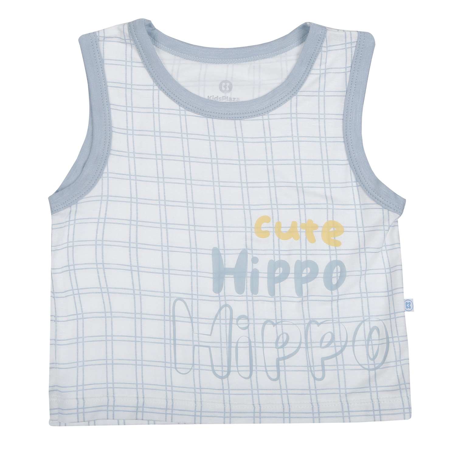 Bộ ba lỗ bé trai KidsPlaza kẻ in hippo HN26H (Trắng xanh) hình 3