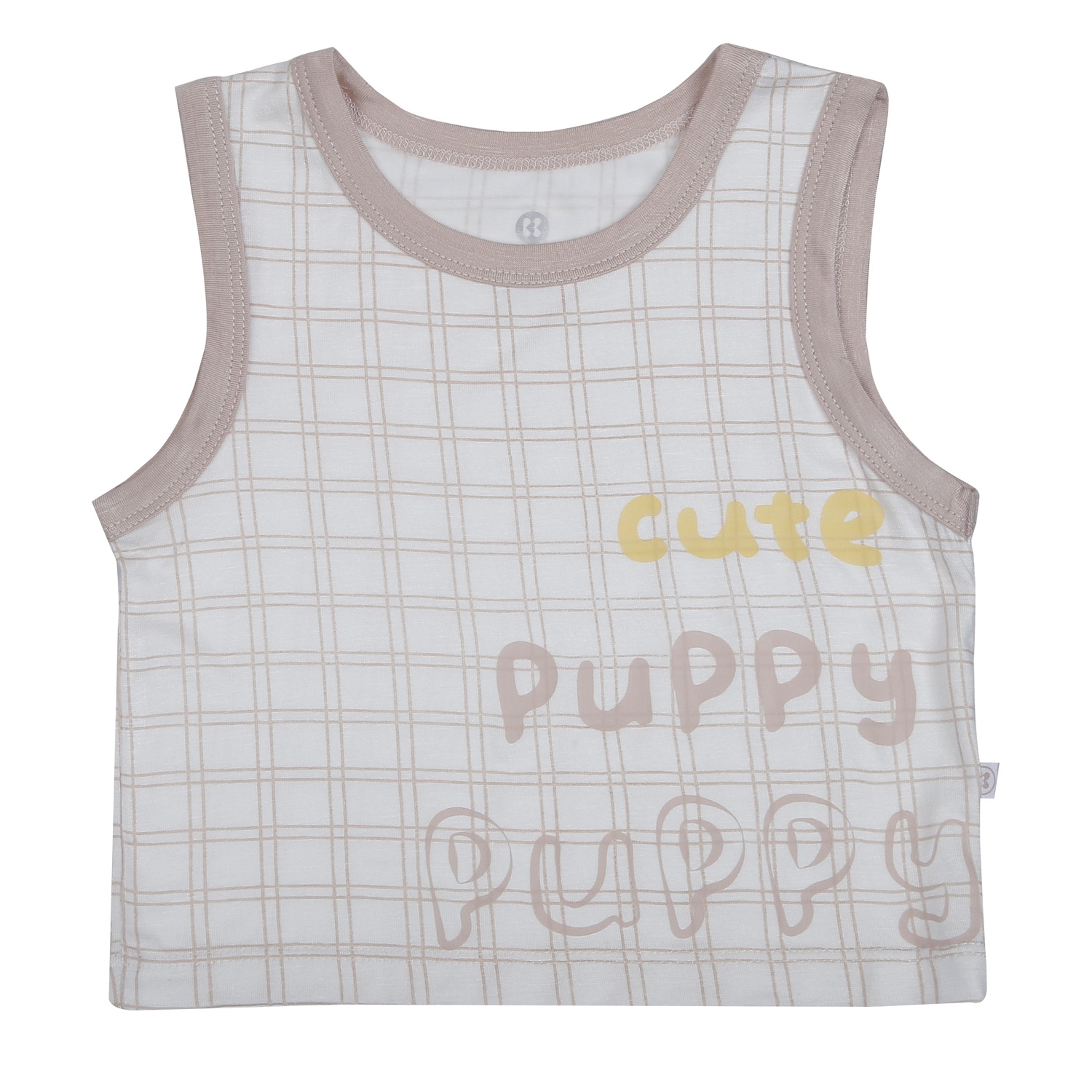 Bộ ba lỗ bé trai KidsPlaza kẻ in puppy HN26H (Trắng nâu) hình 3