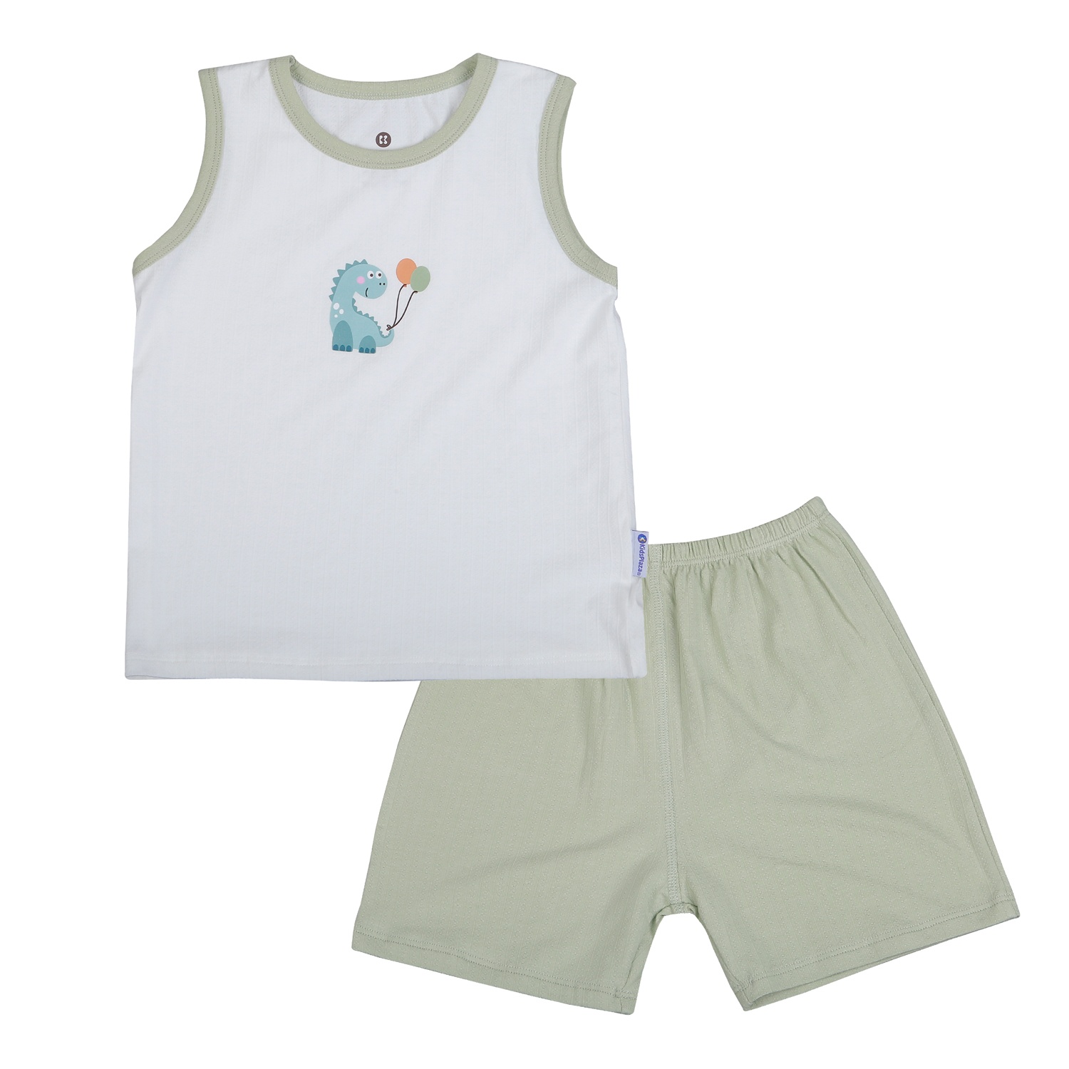 Bộ ba lỗ bé trai KidsPlaza rayon in khủng long M26H (Trắng xanh) hình 1