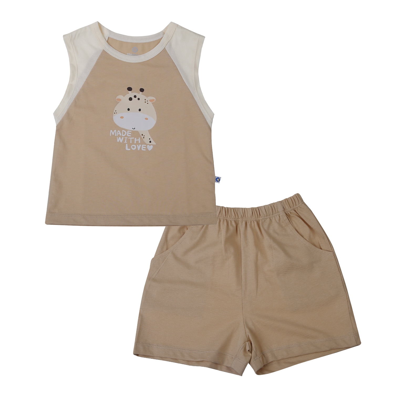 Bộ quần áo ba lỗ bé trai KidsPlaza in hươu HN26H (Nâu) hình 1