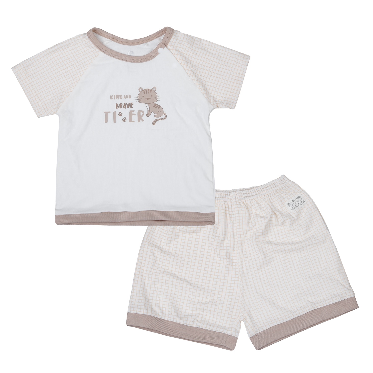 Bộ quần áo cộc cài vai lệch KidsPlaza Otis ND26H (Be) hình 1