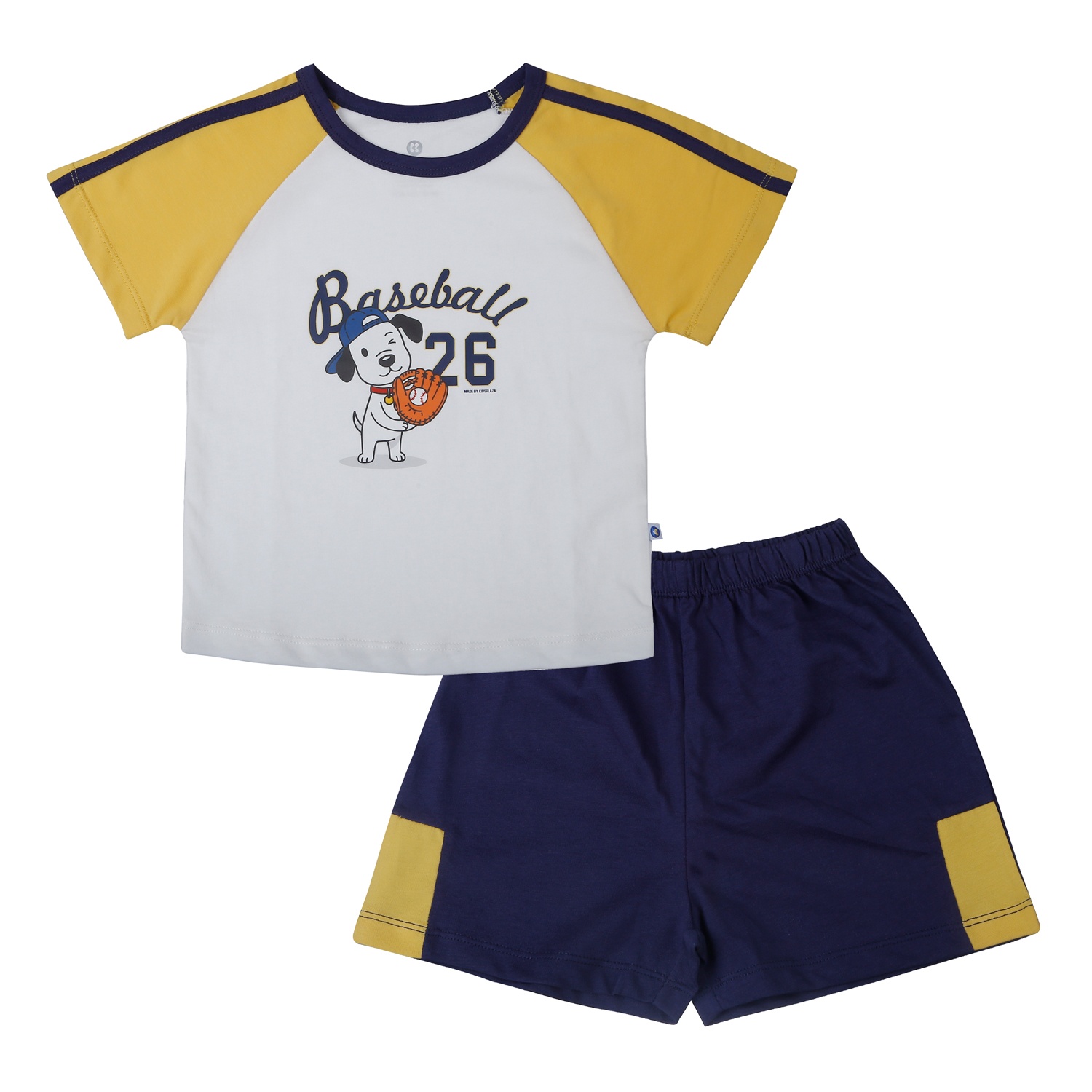 Bộ quần áo cộc tay bé trai KidsPlaza in baseball HN26H (Trắng) hình 1
