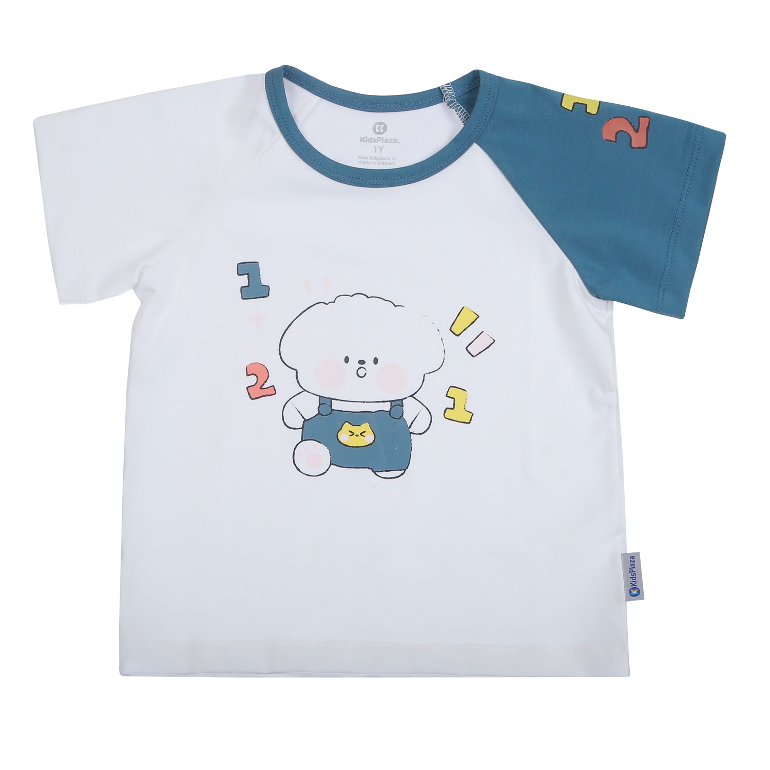 Bộ quần áo cộc tay bé trai KidsPlaza in cún TT26H (Trắng xanh) hình 2