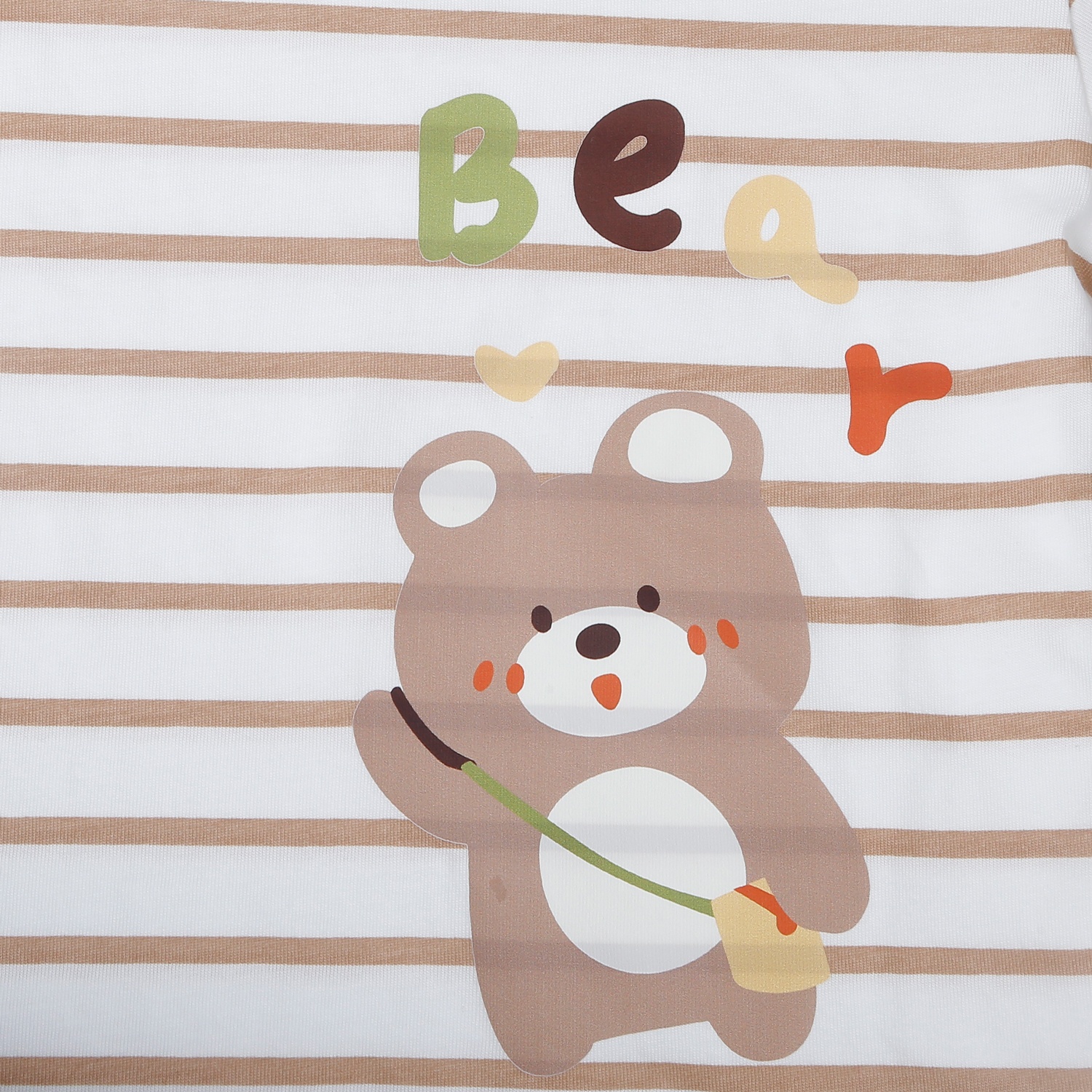 Bộ quần áo cộc tay bé trai KidsPlaza in gấu HN26H (Trắng kẻ nâu) hình 2