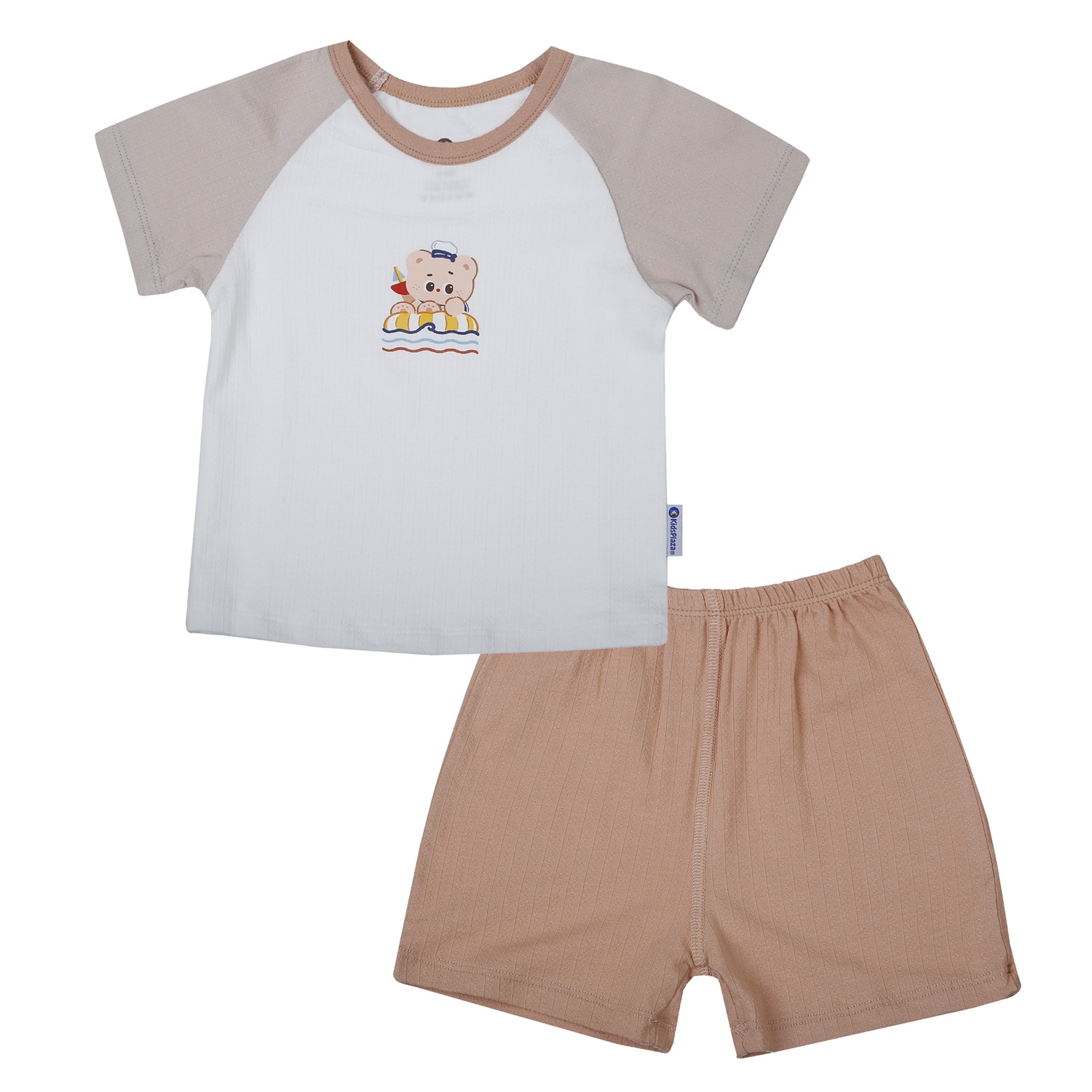 Bộ quần áo cộc tay bé trai KidsPlaza in gấu M26H (Ghi nâu) hình 1