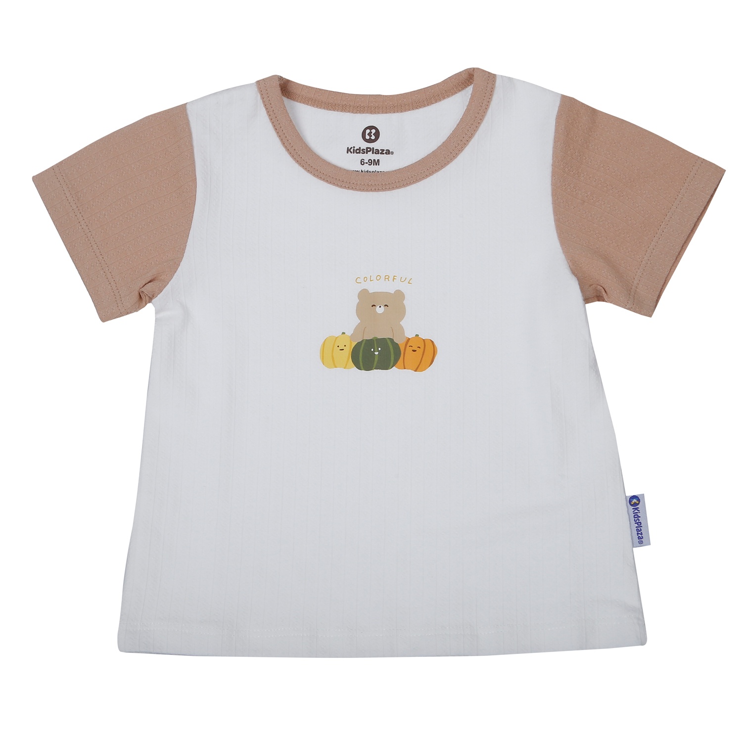 Bộ quần áo cộc tay bé trai KidsPlaza in gấu M26H (Trắng nâu)  hình 2
