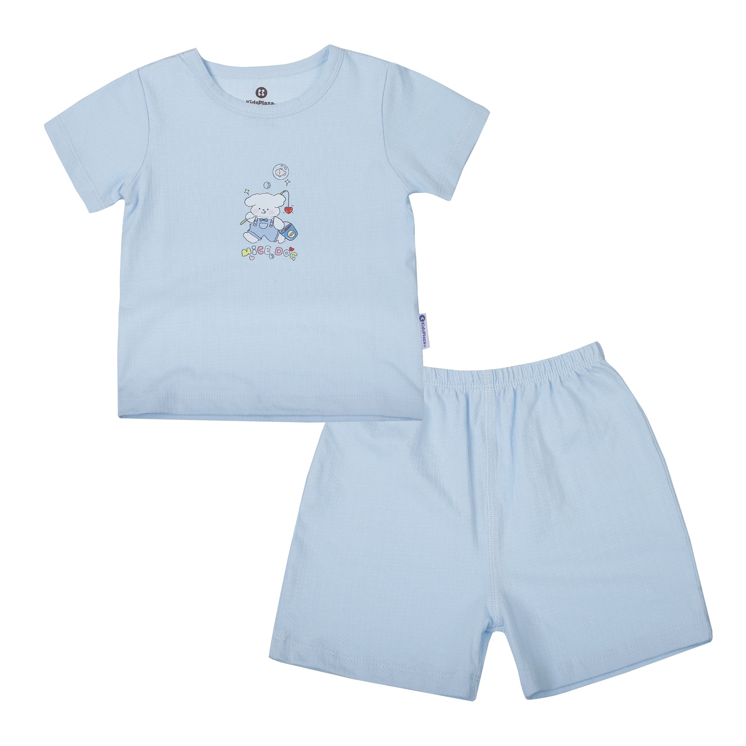 Bộ quần áo cộc tay bé trai KidsPlaza in gấu M26H (Xanh) hình 1