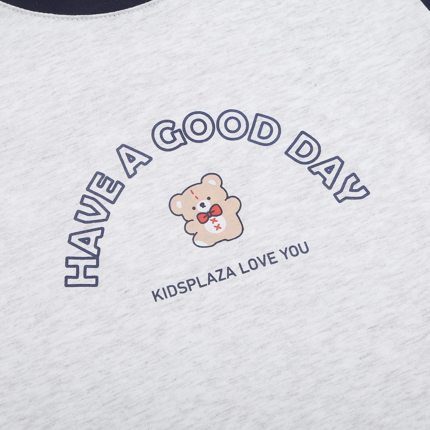 Bộ quần áo cộc tay bé trai KidsPlaza in gấu TT26H (Xám) hình 3