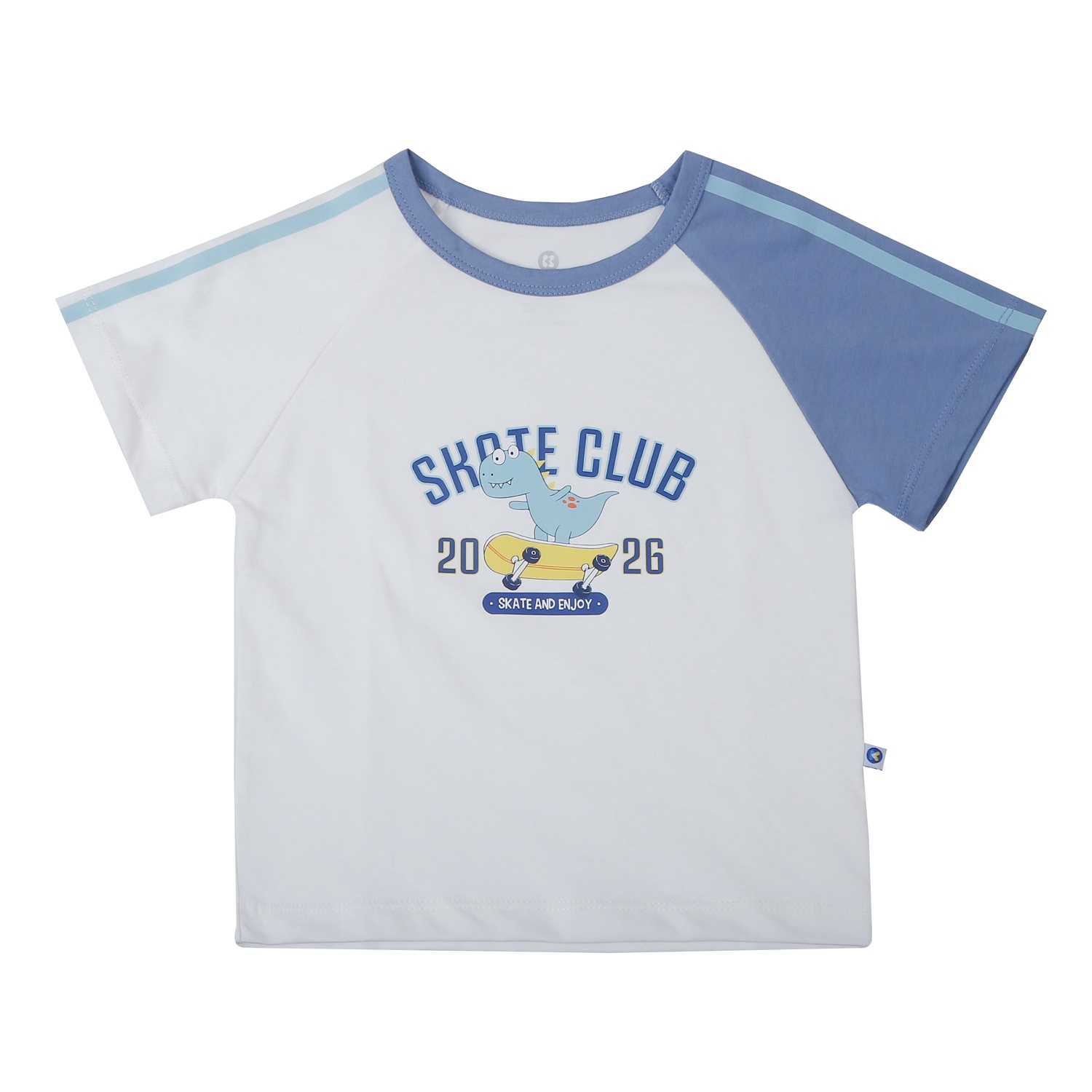 Bộ quần áo cộc tay bé trai KidsPlaza in skate club HN26H (Trắng xanh) hình 3