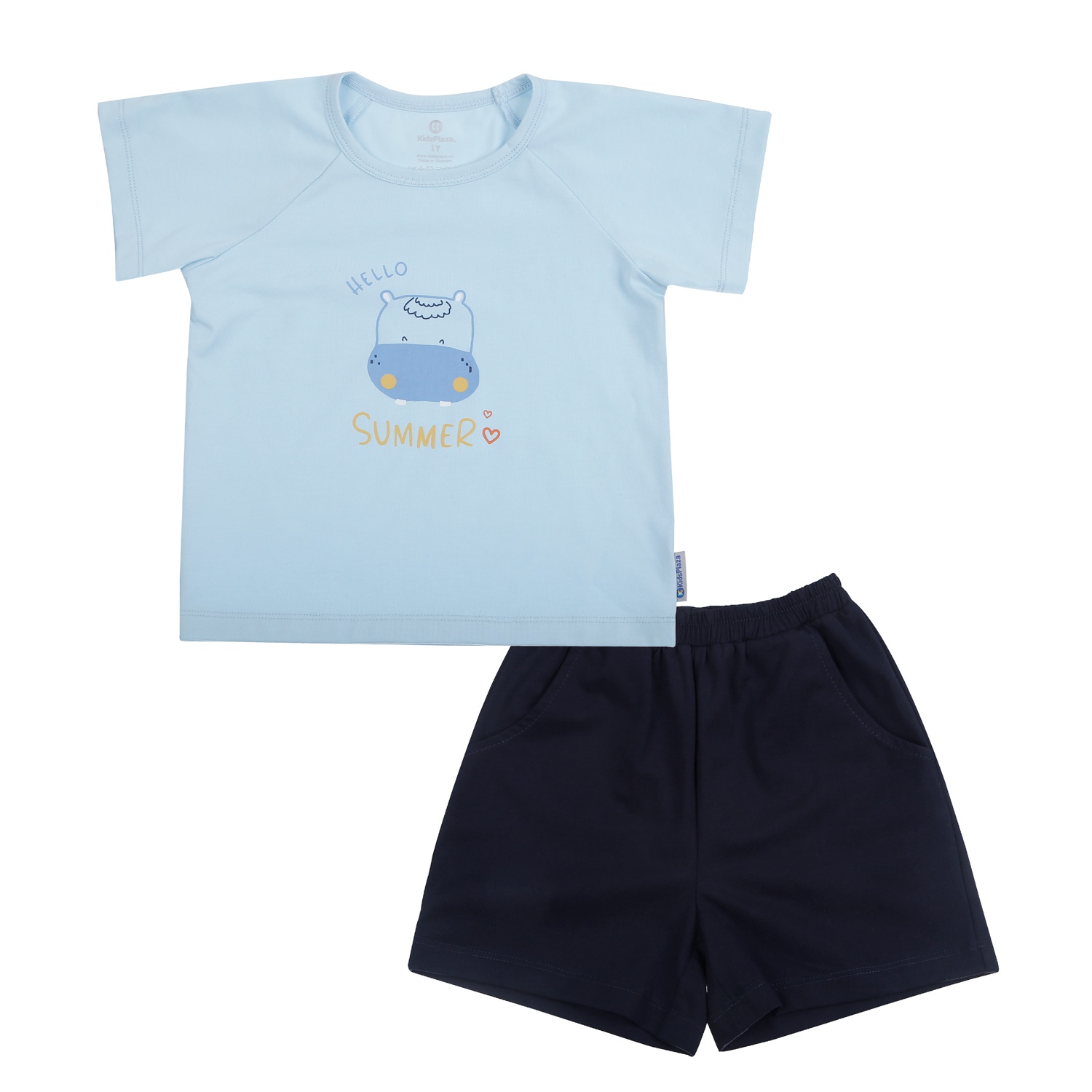 Bộ quần áo cộc tay bé trai KidsPlaza in summer TT26H (Xanh) hình 1