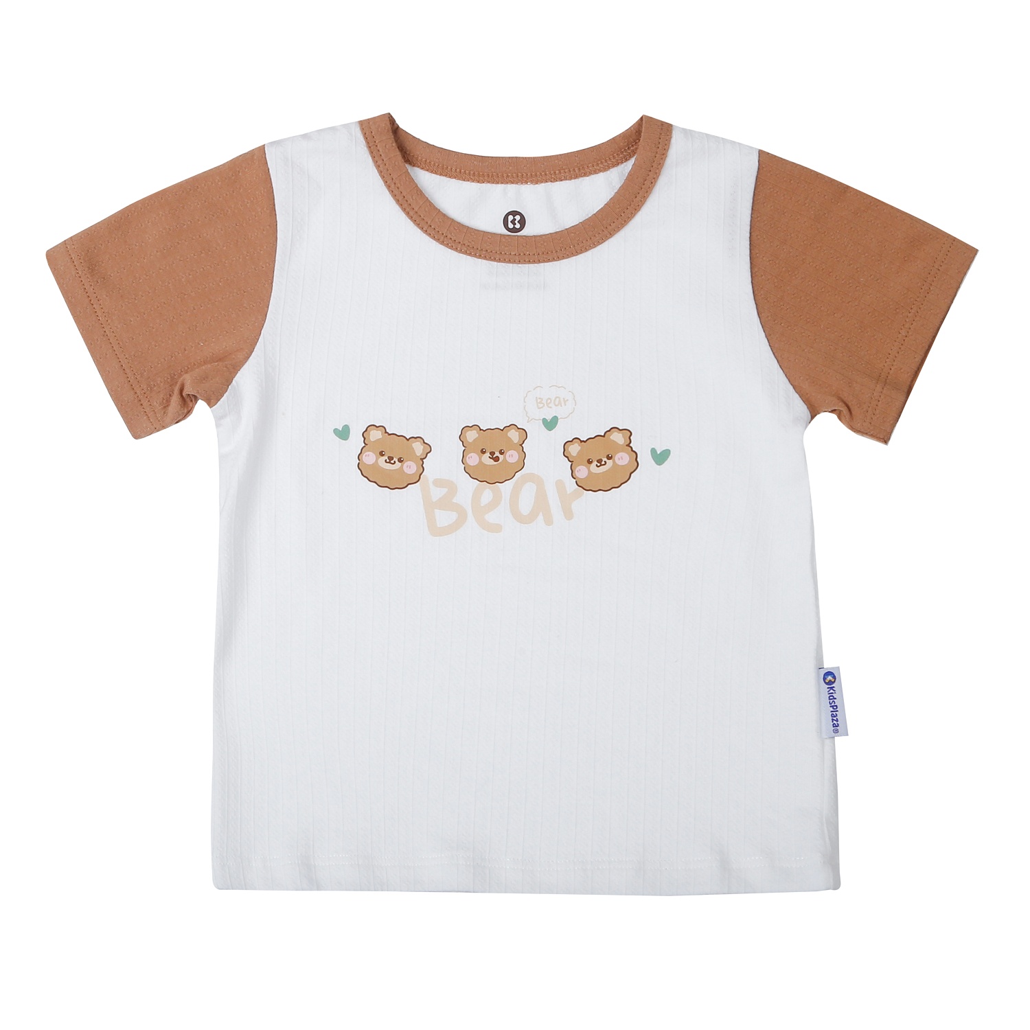 Bộ quần áo cộc tay bé trai KidsPlaza rayon in bear M26H (Trắng nâu) hình 2