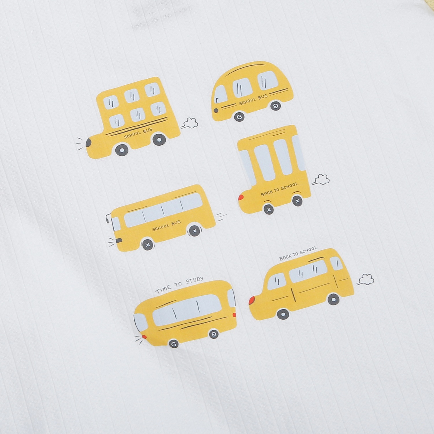 Bộ quần áo cộc tay bé trai KidsPlaza rayon in oto M26H (Trắng vàng)  hình 3