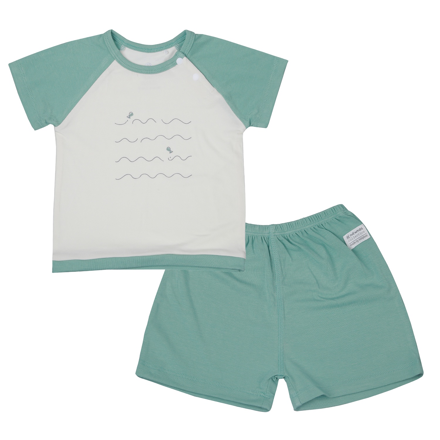 Bộ quần áo cộc tay cài vai lệch KidsPlaza Otis ND26H (Xanh) hình 1