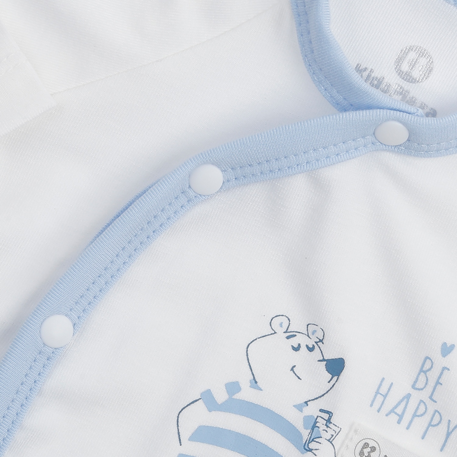 Bộ quần áo dài cài lệch KidsPlaza Otis ND24H (Trắng xanh) 0-3M hình 3