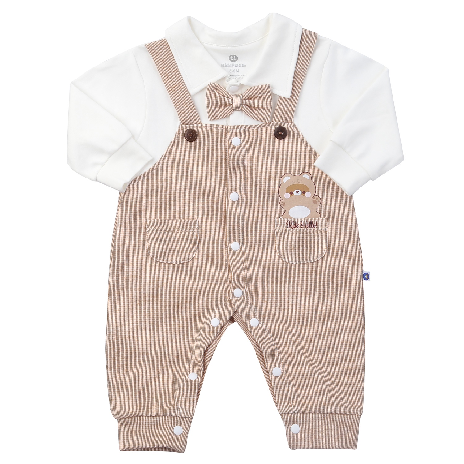 Body bé trai KidsPlaza chấm bi gấu HN24T (Trắng nâu)  hình 1