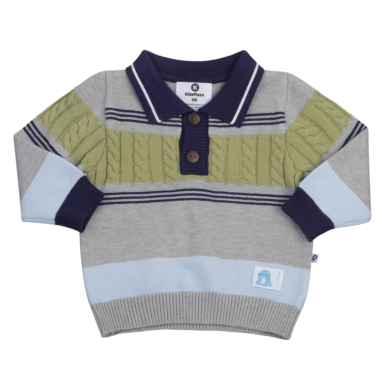 Áo len dài tay bé trai KidsPlaza HN24D (Xanh ghi) hình 1