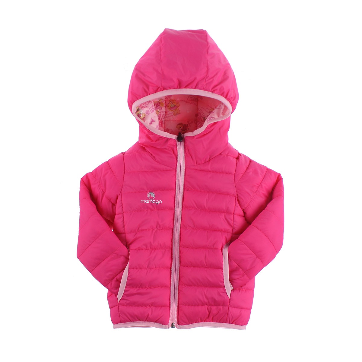 Áo phao cho bé gái hai mặt Mamago in hình gấu M19D (Hồng) hình 2