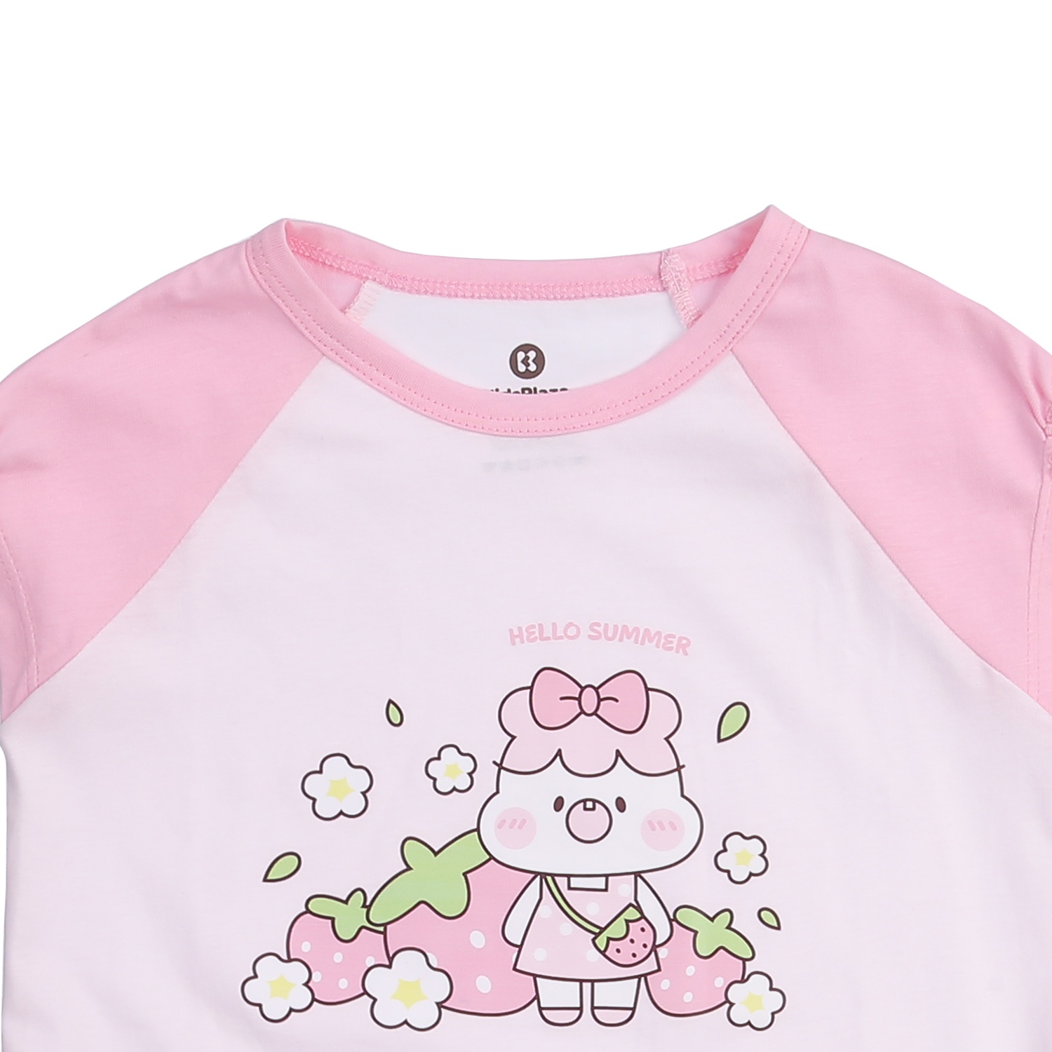 Bộ cộc bé gái KidsPlaza in thỏ dâu M24H (Hồng)