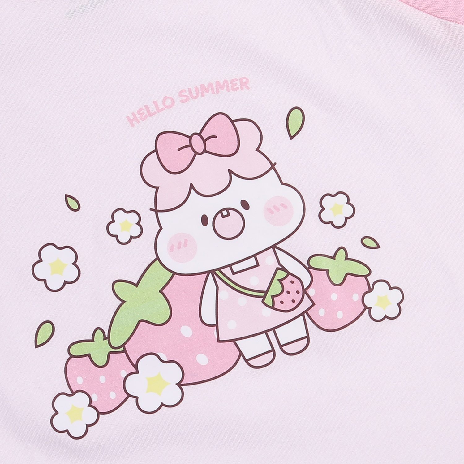 Bộ cộc bé gái KidsPlaza in thỏ dâu M24H (Hồng)