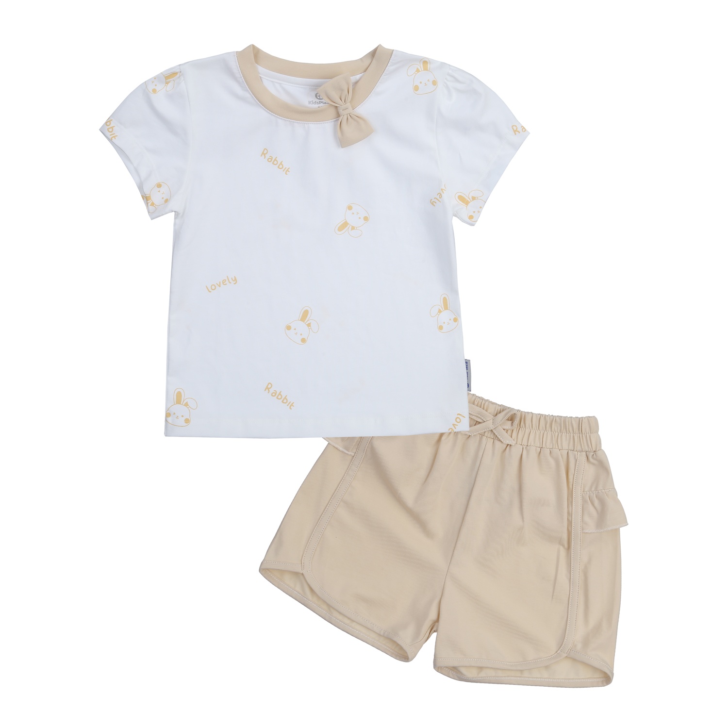 Bộ cộc tay bé gái KidsPlaza cổ có nơ TT24H (Vàng)