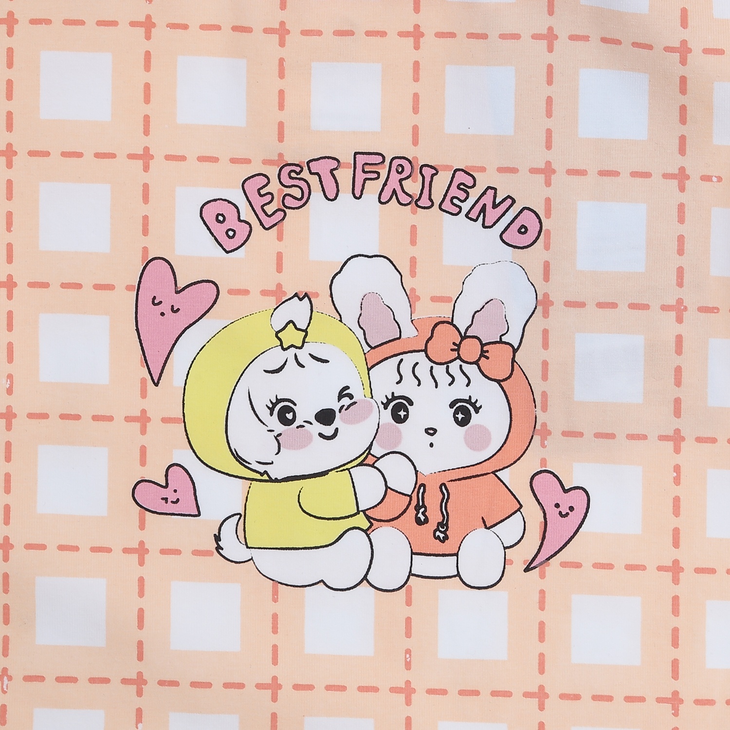 Bộ cộc tay bé gái KidsPlaza kẻ ô TT24h (Hồng cam) hình 4