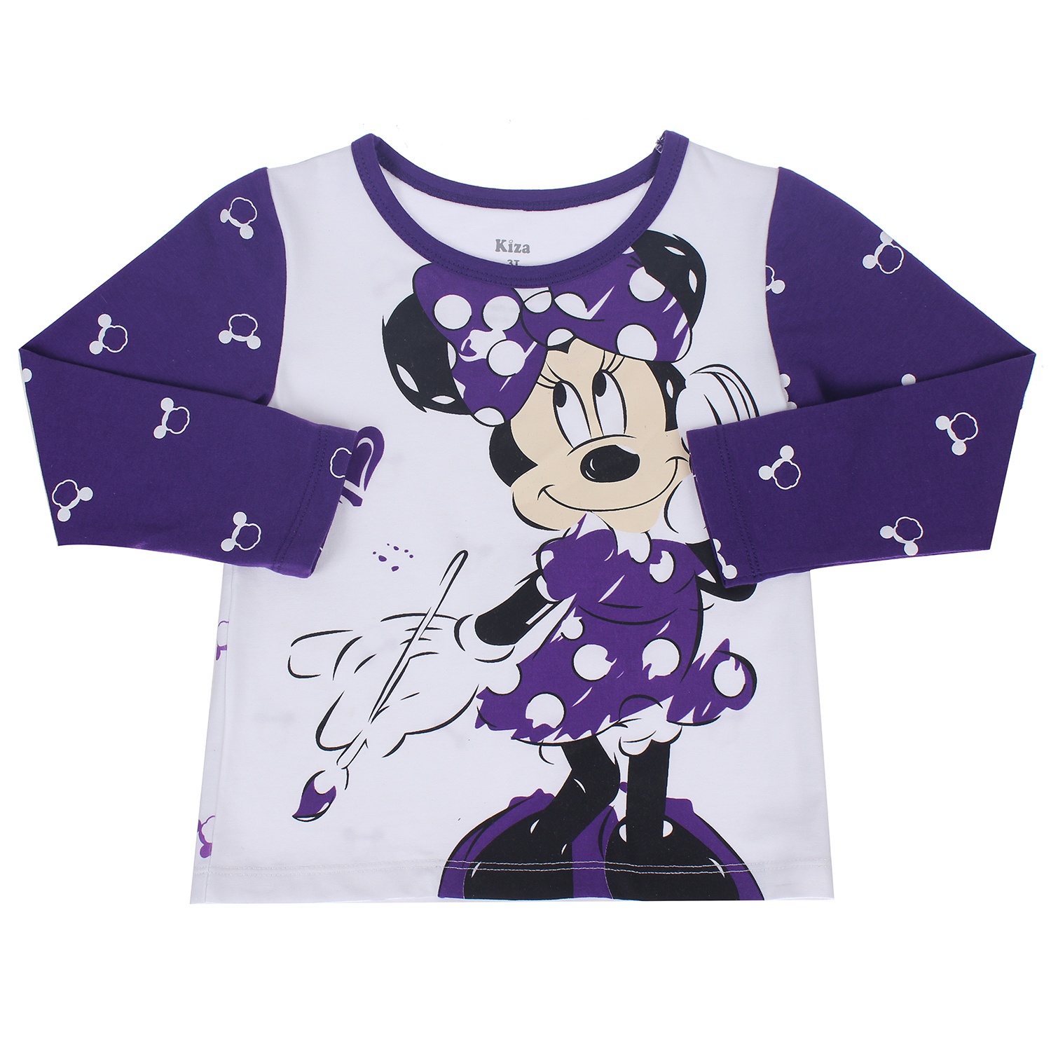 Bộ cotton tay dài in chuột Mickey bé gái Kiza (Màu tím) hình 1