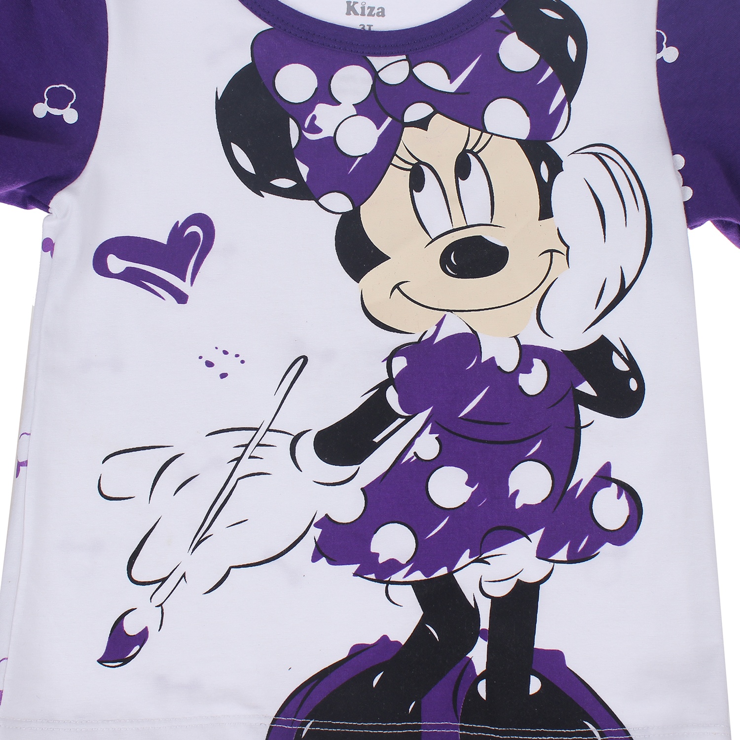 Bộ cotton tay dài in chuột Mickey bé gái Kiza (Màu tím) hình 2