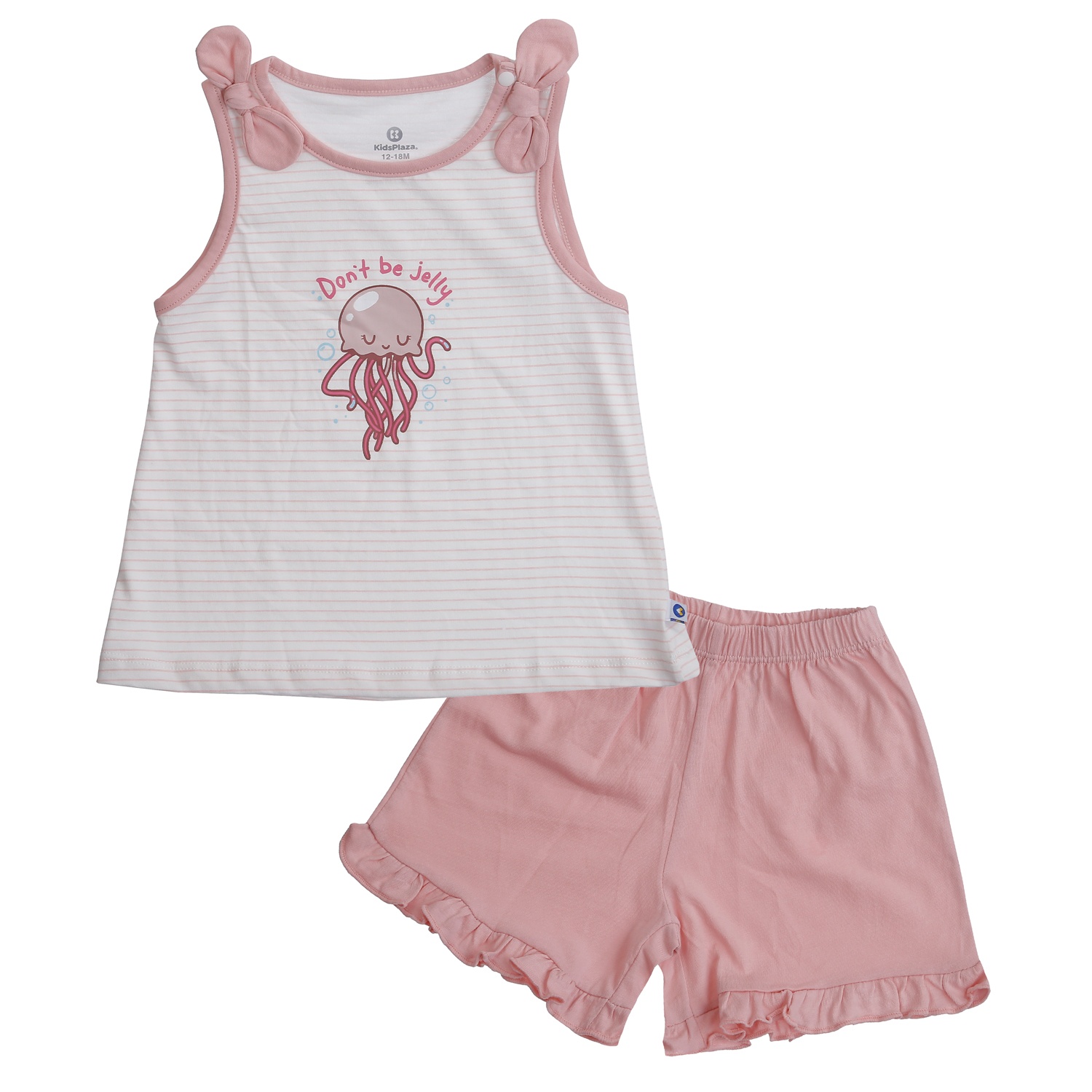 Bộ quần áo ba lỗ bé gái KidsPlaza in sứa BA24H (Màu hồng) 