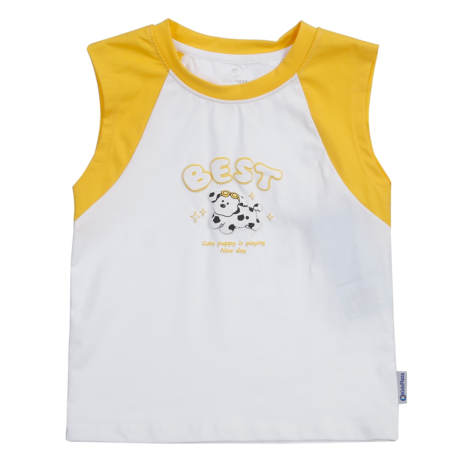 Bộ quần áo ba lỗ bé trai KidsPlaza in chó cute TT24H (Vàng) hình 2