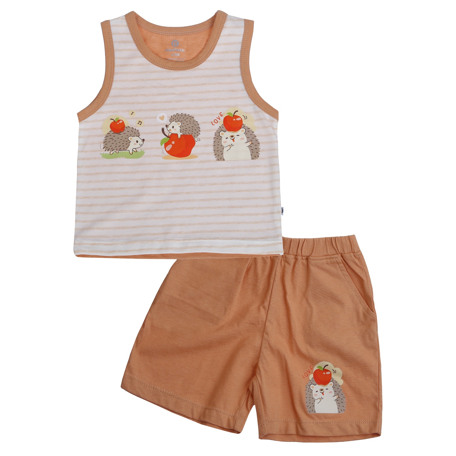 Bộ quần áo ba lỗ bé trai KidsPlaza in nhím HN24H (Cam nâu)