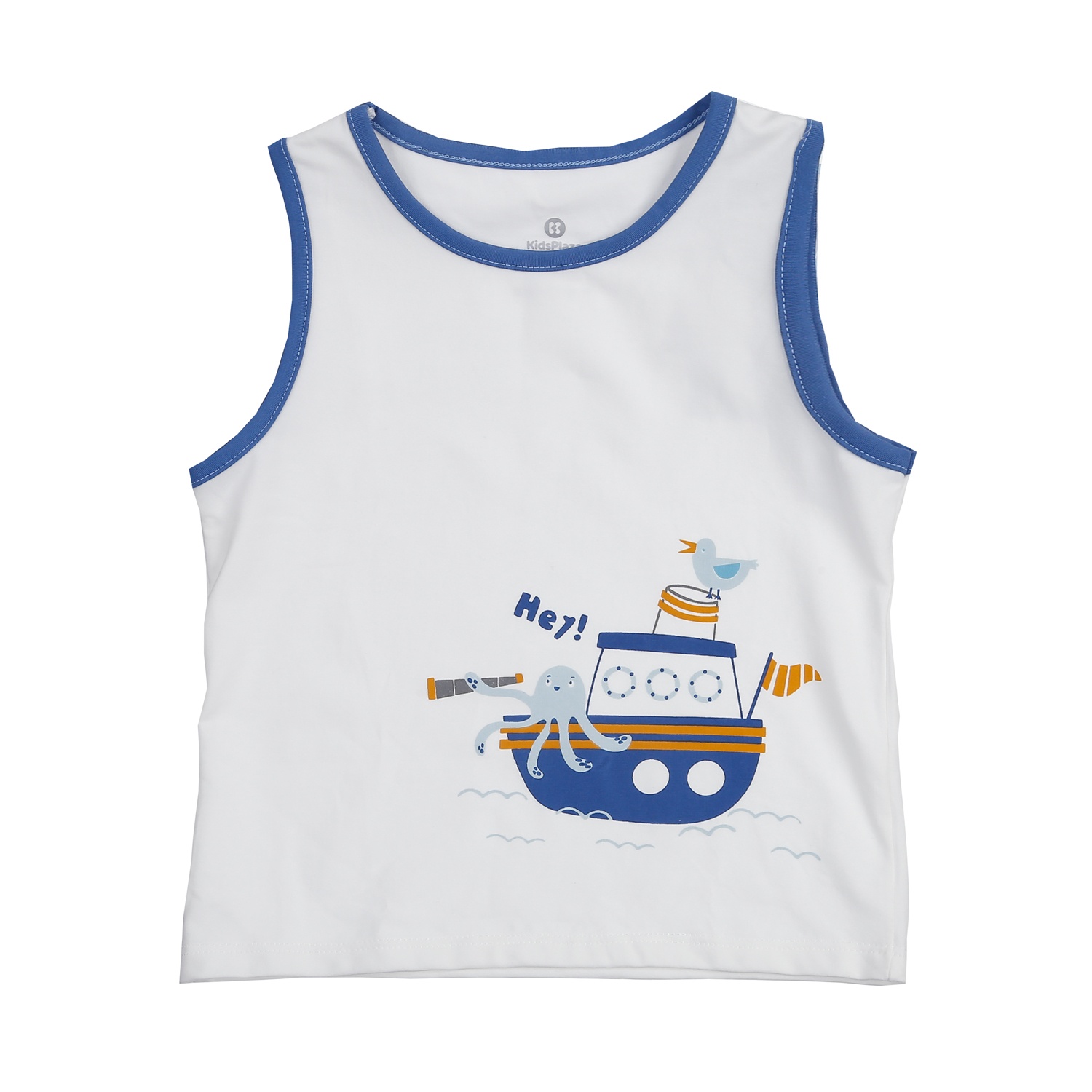 Áo ba lỗ bé trai KidsPlaza in thuyền BA24H (Trắng Xanh) 