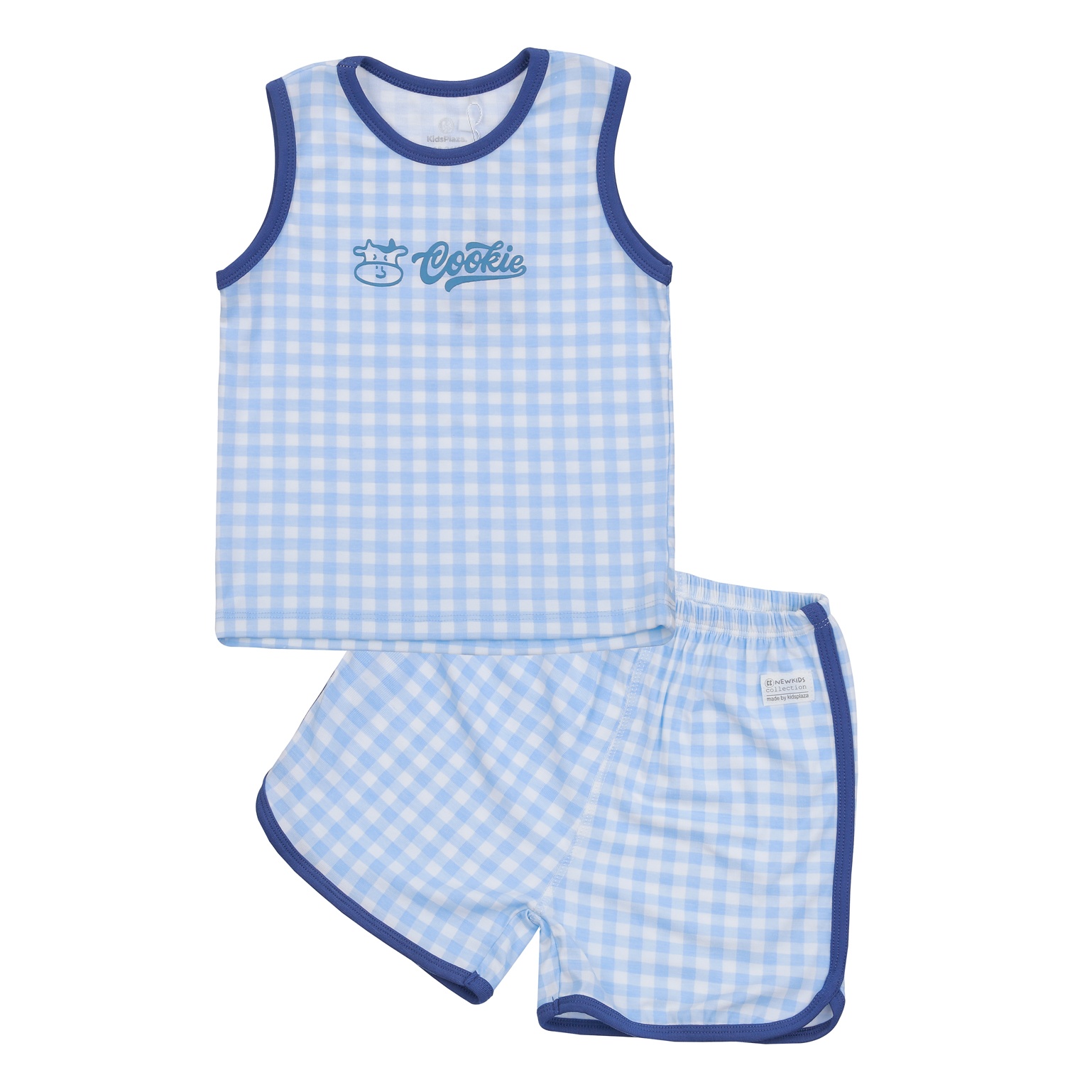 Bộ quần áo ba lỗ bé trai KidsPlaza Otis ND24H (Xanh kẻ) hình 1