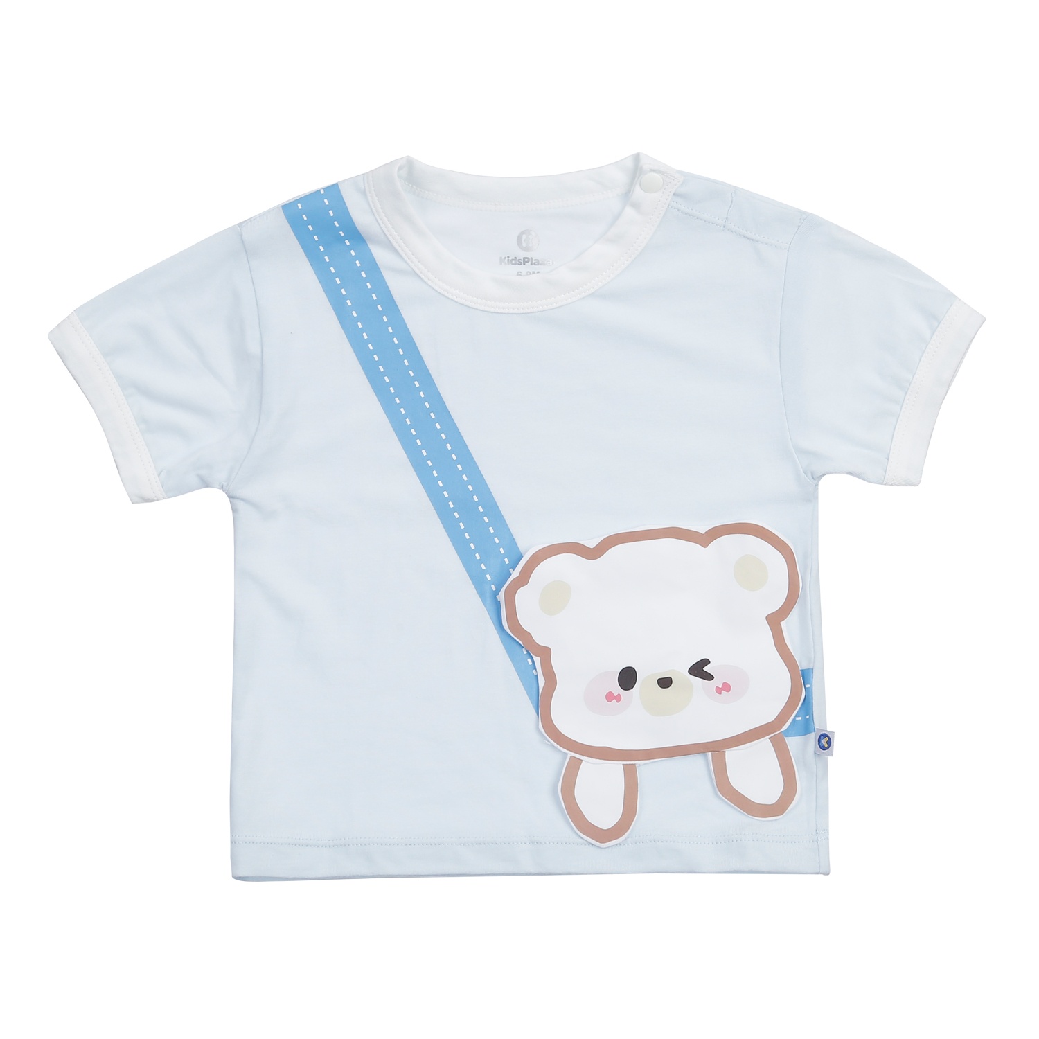 Bộ quần áo cộc bé trai KidsPlaza gấu nâu HN24H (Trắng xanh) 