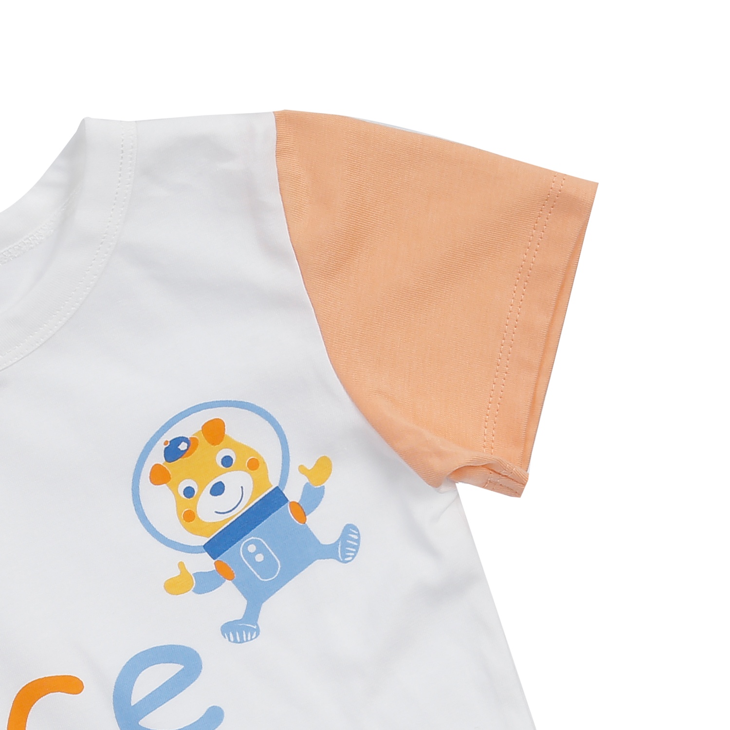 Bộ quần áo cộc bé trai KidsPlaza in hình không gian M24H (Trắng Xám) 