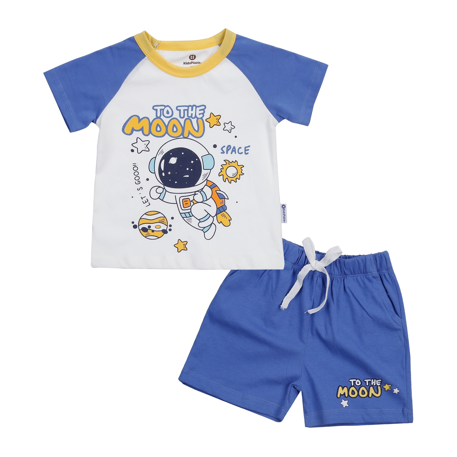 Bộ quần áo cộc bé trai KidsPlaza in tàu space M24H (Xanh Trắng) 