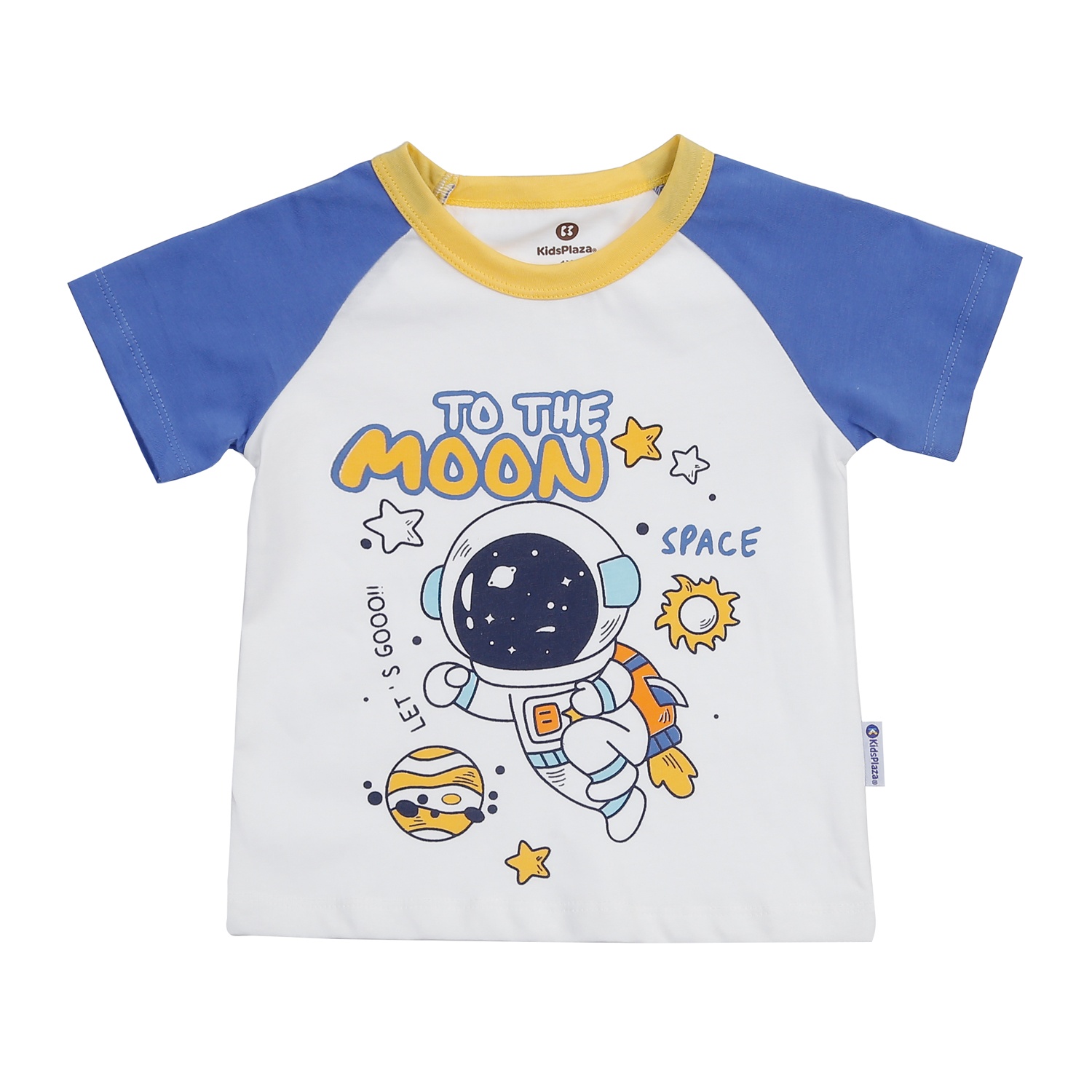 Bộ quần áo cộc bé trai KidsPlaza in tàu space M24H (Xanh Trắng) 