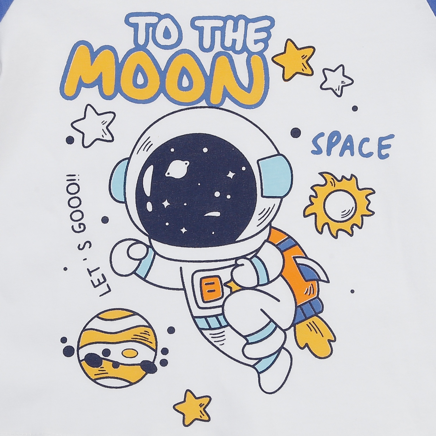 Bộ quần áo cộc bé trai KidsPlaza in tàu space M24H (Xanh Trắng) 