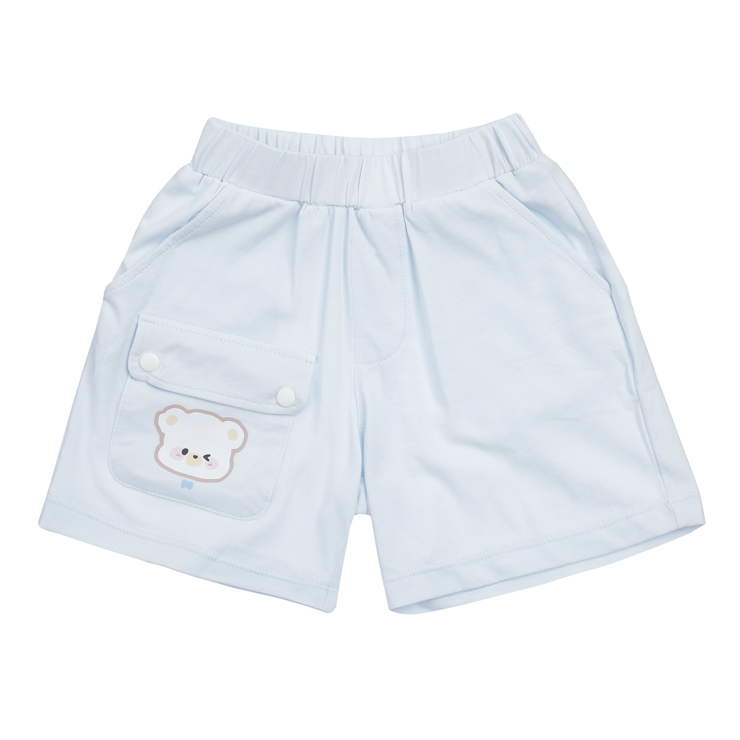 Bộ quần áo cộc bé trai KidsPlaza in túi gấu HN24H (Trắng xanh)  hình 5