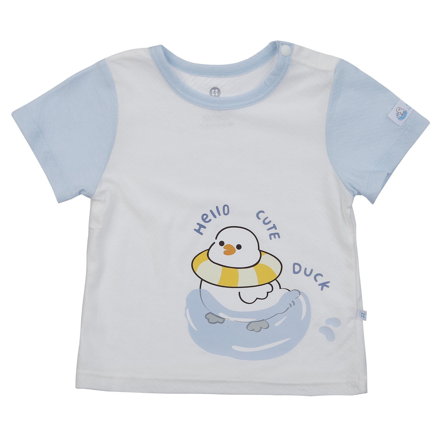 Bộ quần áo cộc cài vai KidsPlaza sợi chanh HN24H (Trắng xanh)