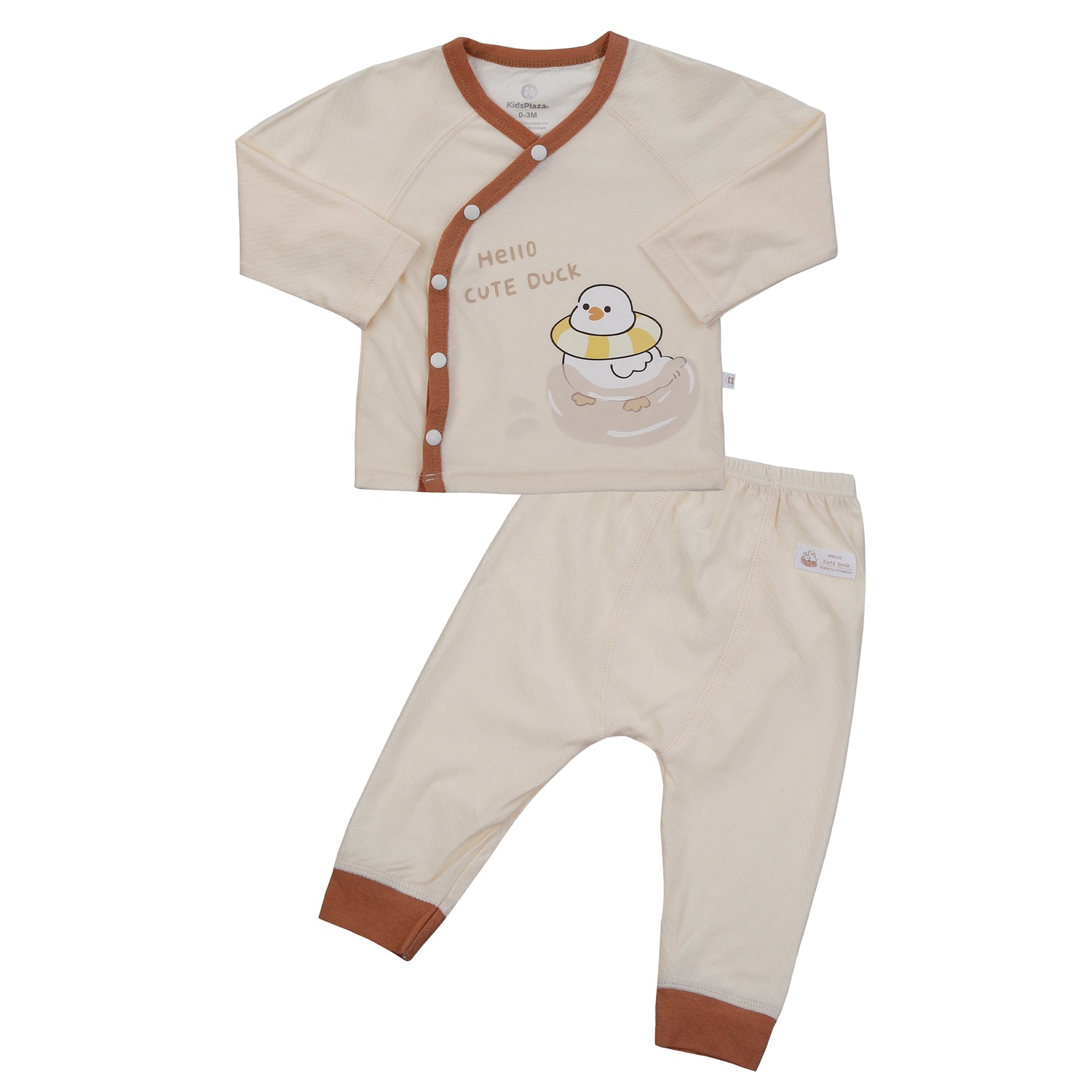 Bộ quần áo dài cài lệch KidsPlaza sợi chanh HN24H (Màu be)  hình 1