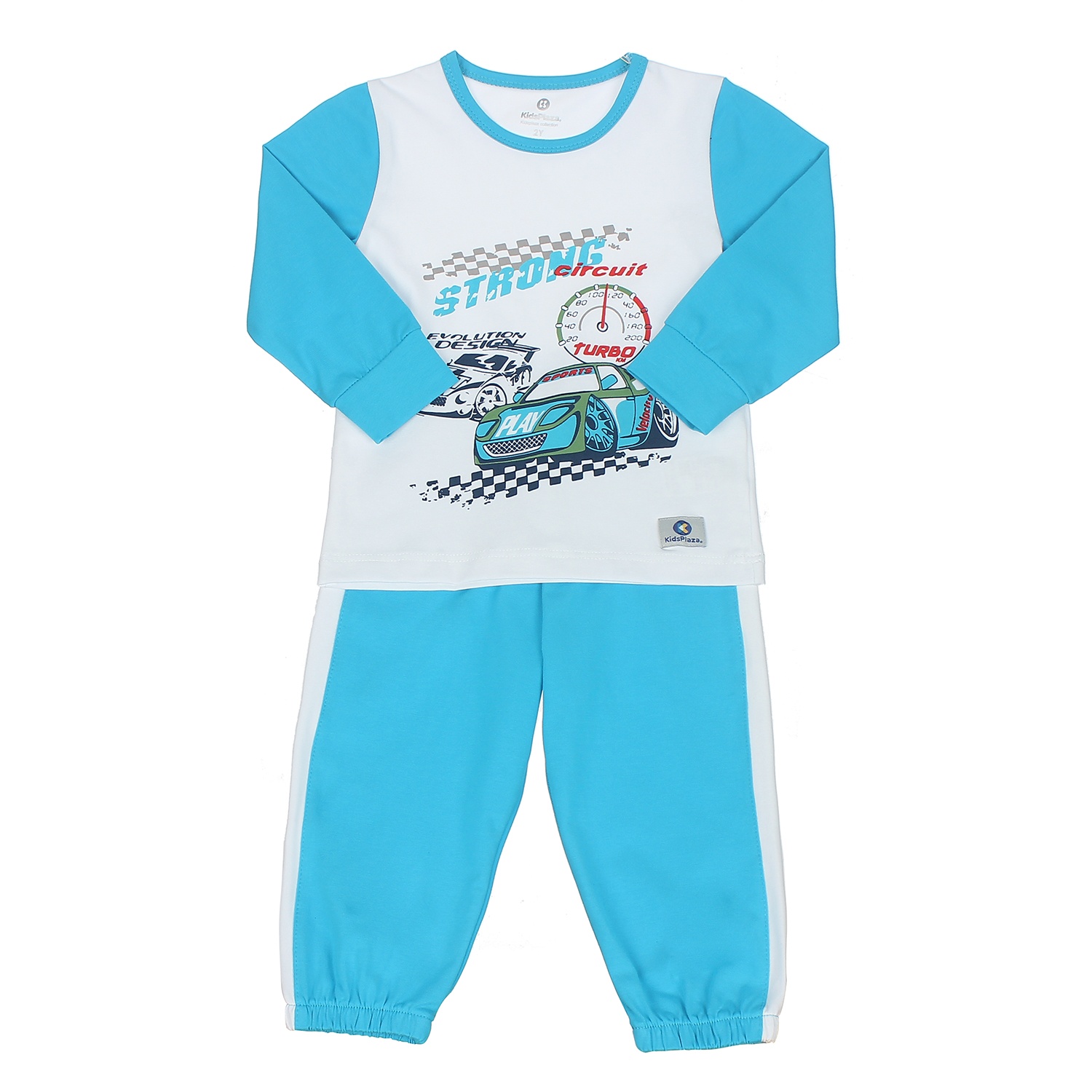 Bộ quần áo dài tay bé trai KIDSPLAZA in hình xe Strong TT20T 5Y (Trắng-Xanh Dương) hình 1