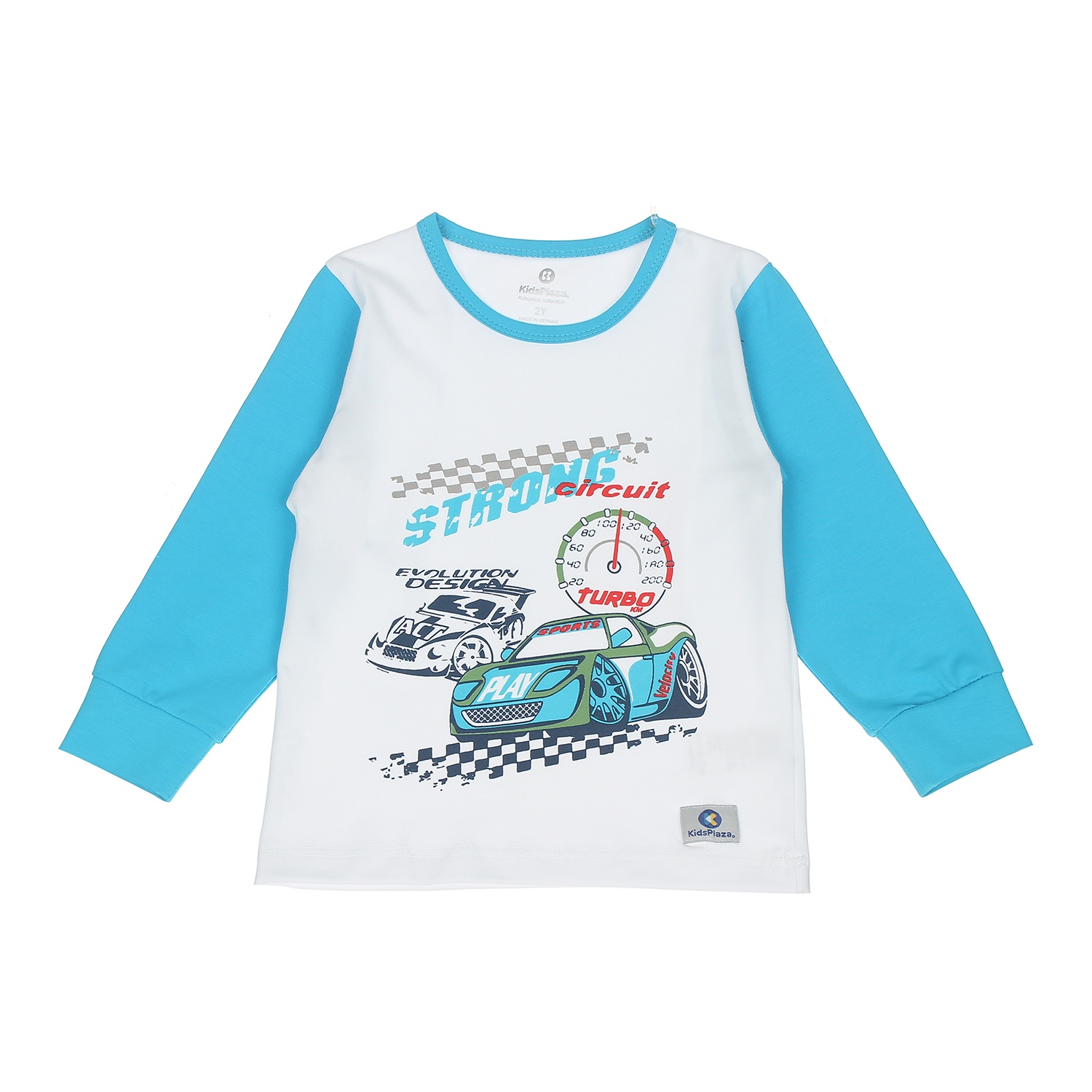 Bộ quần áo dài tay bé trai KIDSPLAZA in hình xe Strong TT20T 5Y (Trắng-Xanh Dương) hình 2
