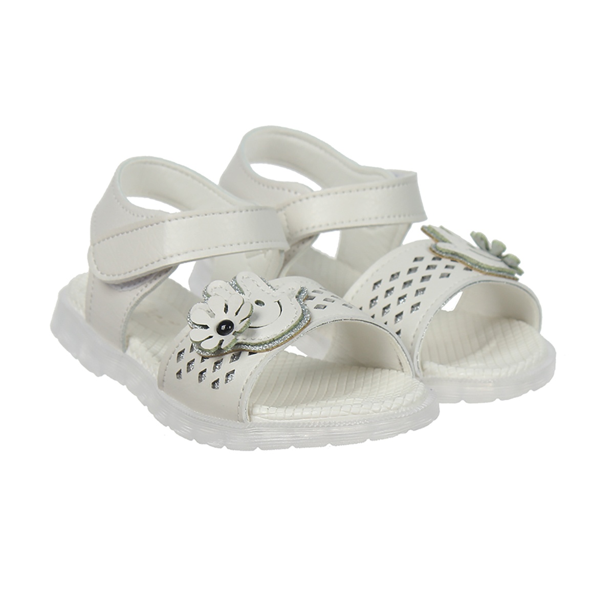 Sandal bé gái đính hoa AC20 (Trắng) Size 23 hình 1